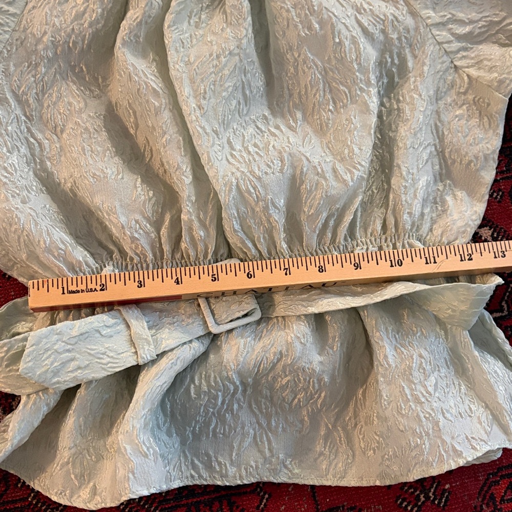 Other Stories (NWT) | mint green jacquard puff sleeve square neck belted - Picture 6 of 8